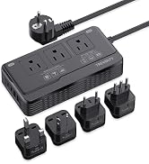 2000W Voltage Converter US to Europe for Hair Dryers, 7-in-1 220V to 110V Converter for European ...