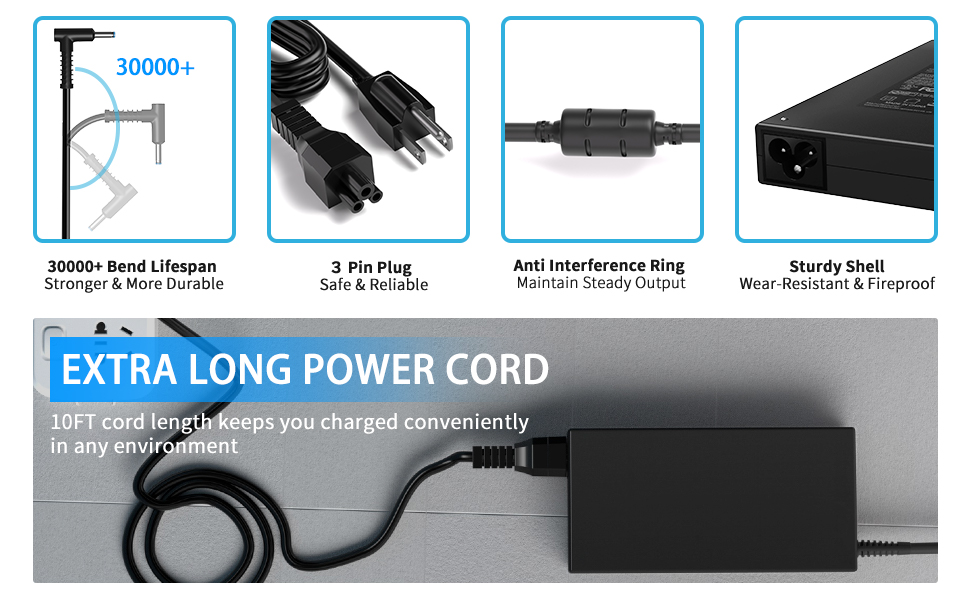 10FT cord length keeps devices charging conveniently, OFFICE, HOME, SCHOOL or OUTDOORS