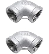 Sydien 2Pcs 304 Stainless Steel 90 Degree Elbow 3/4" BSPT Threaded Pipe Fitting Female x Female