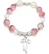 danytes Shimmer Bow knot Glass Bead Stretch Bracelet aura Charm Couples Bracelets for Women, Insp...