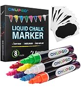 ONUPGO Liquid Chalk Markers, 8 Colors Chalk Pens for Blackboard, Chalkboard Signs, Glass Window, ...