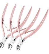 MelodySusie 3 Pack Stainless Steel Cuticle Trimmers with Sharp Edge, Pink | Double Spring Ergonom...