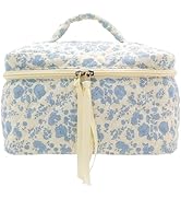 PAZIMIIK Cotton Makeup Bag for Women Large Quilted Travel Cosmetic Case Girls' Make Up Organizer,...