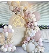 Dusty Pink Sand White Ballloons Arch Kit, 144pcs Light Retro Pink Beige White Cream Boho Balloons...