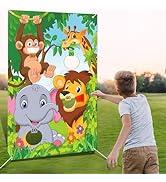iPartycool Safari Animal Games, Animal Bean Bag Toss Game for Kids, Jungle Party Decorations,Fun ...