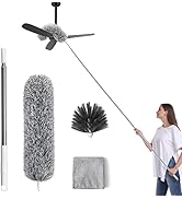 Extendable Dusters for Cleaning (4pcs), Ceiling Fan Duster with 100" Extension Pole, Long Microfi...