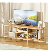 Amazer Bamboo TV Stand for 60 65 Inch TV, Entertainment Center with 3 Tier Open Storage Shelf, Wo...