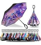 SIEPASA 49/56 Inch Inverted Reverse Upside Down Umbrella, Extra Large Double Canopy Vented Windpr...