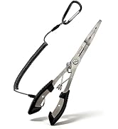 Bneajix Professional 8.4 Inch Fishing Pliers with Safety Lock, Multi-Function Long Nose Hook Remo...