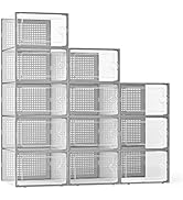 Kuject X-Large Shoe Storage Boxes Organizers for Closet 12 Pack, Fit Size 11,Clear Plastic Stacka...