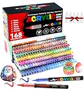 TECADA 168 Colors Acrylic Paint Markers, Soft Brush Tip Acrylic Markers Set, Paint Pens for Wood,...