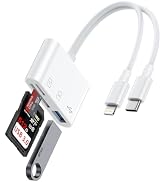 SD Card Reader for iPhone, iPad, Samsung, Memory SD Card Reader USB C&Lightning Dual Port Micro S...