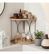 Goaste 2-Tier Bathroom Counter Organizer, Wood Vanity Corner Shelf, Skincare Storage Standing Tra...