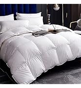 Feather Down Comforter King Size, All Seasons Duvet Insert, 100% Egyptian Cotton Fabric, Ultra-So...