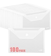 WORPSON 100 Pack, Plastic Envelopes – Transparent Waterproof Reusable File Folders for A4 Letter ...
