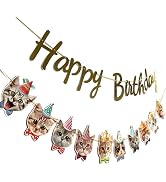 Happy Birthday Banner Cat Garland Funny Birthday Decor Cat Face Bday Party Bunting Decorations Go...