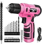 JENABOM Pink Power Drill Set, 8V Cordless Drill Driver Set with 23pcs Bit Set, Electric Cordless ...
