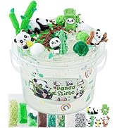 10 FL OZ Panda Clear Slime Bucket, Big Slime Kit with Clay, Slimes Party Favors for Kids, Glimmer...