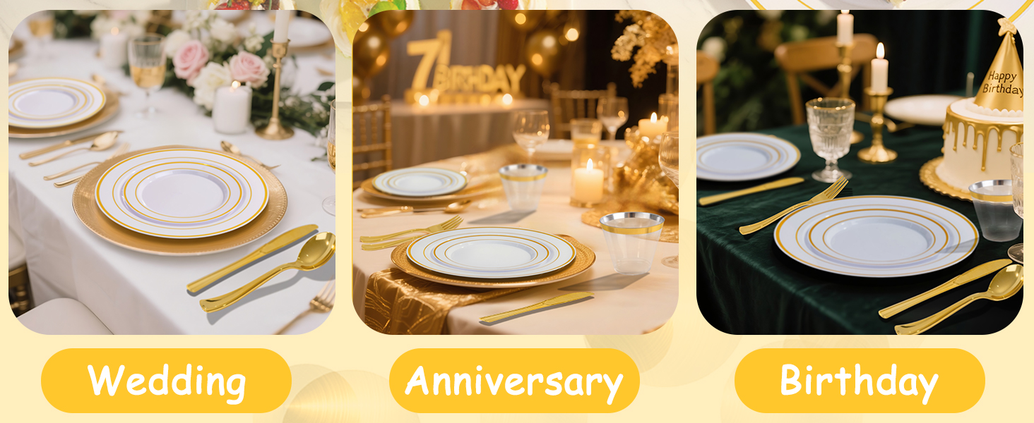 gold party plates