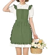 ARBINSON Vintage Ruffle Apron for Women with Pocket, Frilly Kitchen Cooking Waitress Maid Costume...