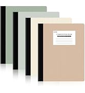 SUNEE Composition Notebooks - Wide Ruled Paper, 4 Pack Composition Book, 9 3/4" x 7 1/2", 80 Shee...