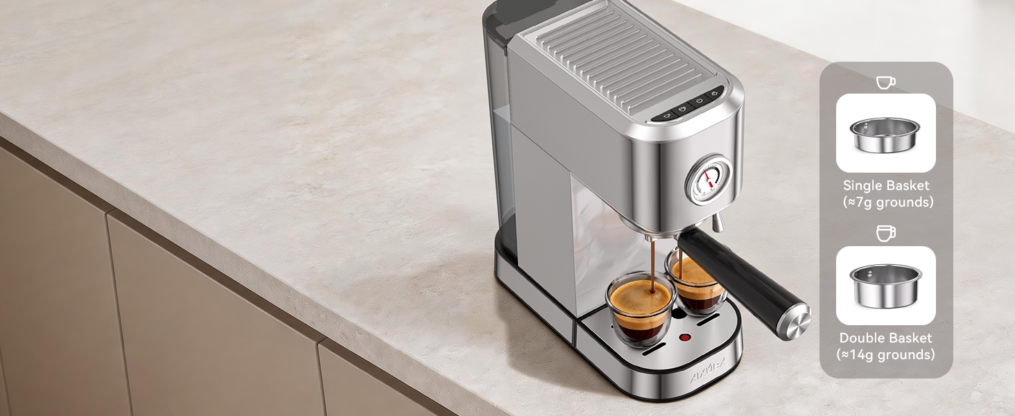 espresso machine single or double brewing dual spout portafilter