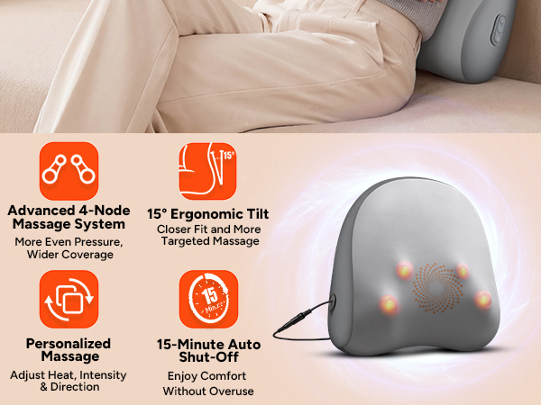 Ergonomic back massager with heat for soothing lower back comfort.