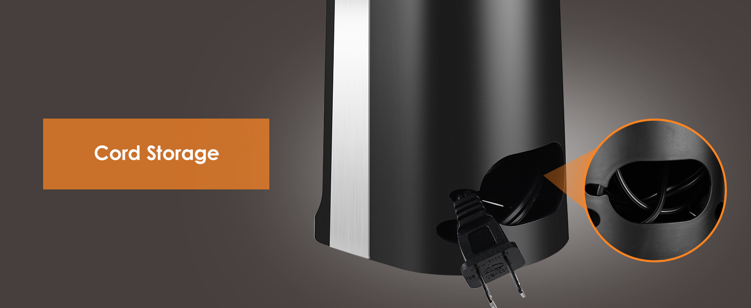 NK-0709 Built-In Cord Storage: Keeps your countertop tidy by neatly storing the cord when not in use