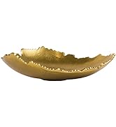 Red Co. 12” Decorative Antique Golden Allure Torn Metal Centerpiece Bowl with Sculpted Edges