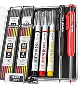 Nicpro Carpenter Pencil with Sharpener, Mechanical Carpenter Pencils with Refills, Deep Hole Long...