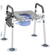 VEVOR Bedside Commode Chair, 500 lbs Capacity, 4-in-1 Portable Toilet and Raised Toilet Seat with...