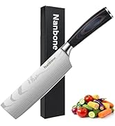 Nanbone Nakiri Knife 7 Inch Sharp Meat Cleaver and Vegetable Kitchen Knife Damascus Asian Chef Kn...