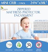 2 Pack Mini Crib Mattress Protector Waterproof Zippered Encasement Cover for Baby