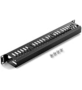 VCELINK 1U Server Rack Cable Management 24-Slot, 19" Carbon Steel Horizontal Network Cable Manage...