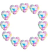 12pcs Colorful Crystal Heart Prism Suncatcher, Heart Prism Chandelier Drop Parts Window Sun Catch...