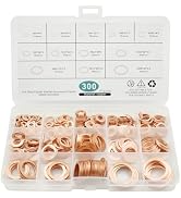 BDS-HOME 300pcs Copper Flat Washers Sealing Washer Assortment Kit 12size Metal Metric Crush Washe...