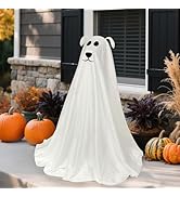 DAZONGE Halloween Decorations, Light-Up Freestanding Spooky Ghost Dog with Remote String Lights B...