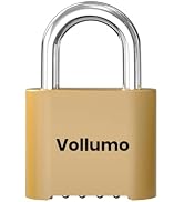 Vollumo Heavy Duty 4-Digit Combination Padlock – Large Outdoor Security Weatherproof Padlock, Sui...