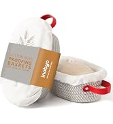 Inobyo Banneton Bread Proofing Basket Set of 2, 10" Oval Round Cotton Rope Proofing Baskets with ...