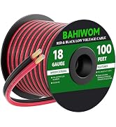 BAHIWOM 18 Gauge Wire 100FT 12V/24V DC Low Voltage Electrical Wire 2 Conductors Cable Flexible PV...