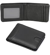 LOUEBICA Genuine Leather Wallet for Men RFID Blocking Bifold Slim Minimalist with Front Pocket Wa...