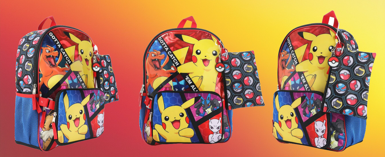 Pokemon Trainer Gotta Catch 'Em All Youth 5-Piece Backpack Set