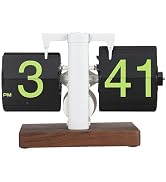 Flip Desk Clock, Retro Vintage Flip Desk Table Clock, Digital Flip Clock 12h Single Sided Large N...