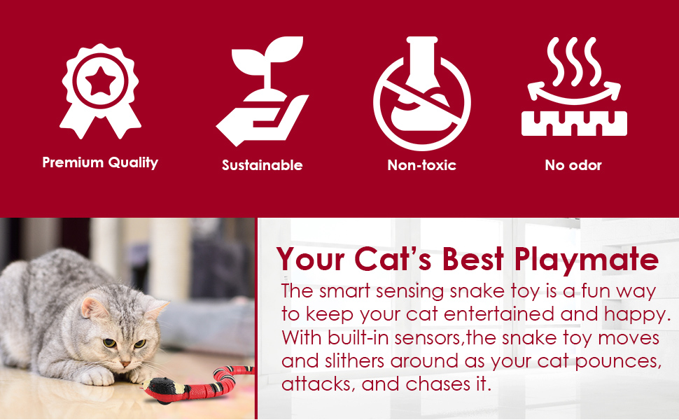 Our moving snake toy for cats is non toxic
