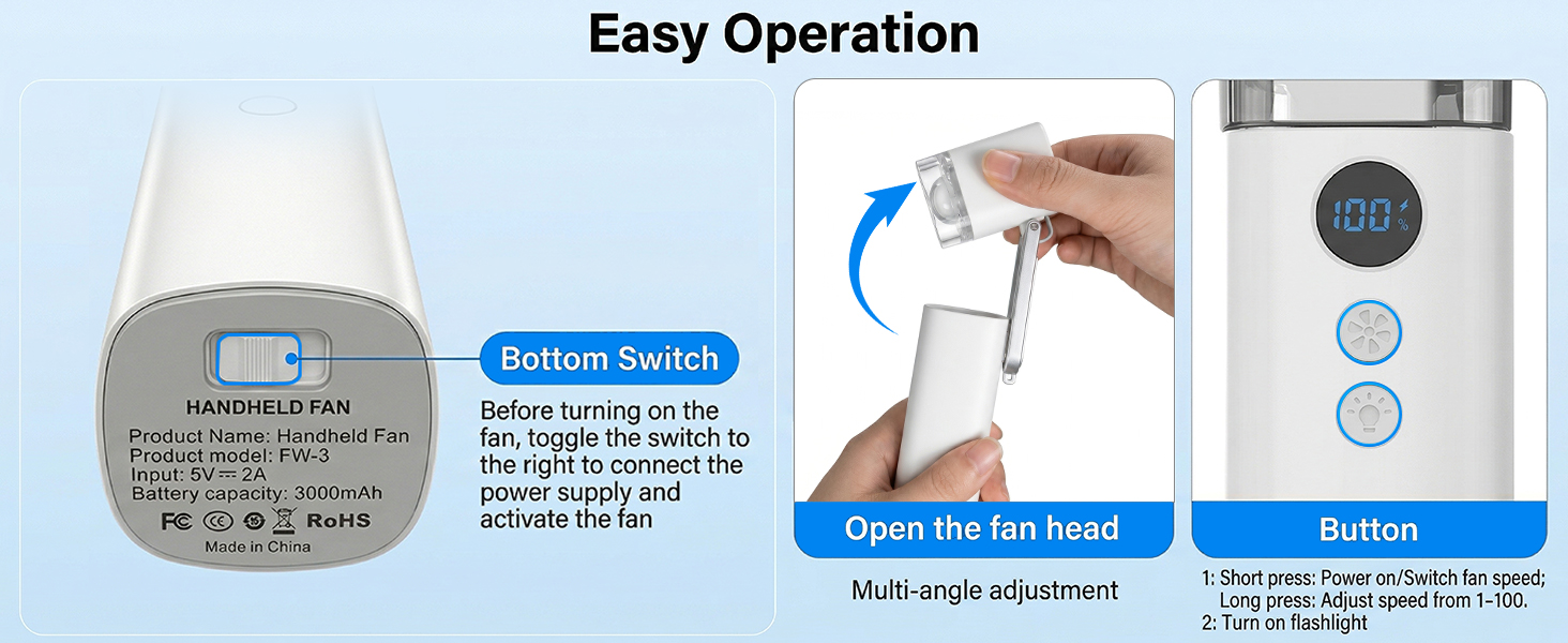 Portable mini handheld fan
