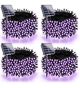 4 Pack 180FT 320 LED Solar Halloween Lights Outdoor Waterproof, Purple | Solar String Lights Gree...