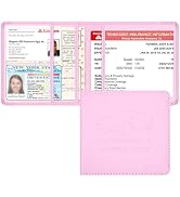 Techion Car Insurance and Registration Holder, 5.5 x 5 Inch PU Leather Vehicle Glove Box Organize...