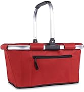 SIYUAN Picnic Basket, 22L Folding Shopping Basket Strong Aluminum Frame Camping Grocery Bags, Lea...