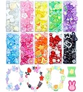 750PCS FIVEIZERO Assorted Acrylic Beads for Bracelet Making, Flower Star Heart Butterfly Candy Gu...