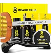 The Beard Club Enhanced Beard Growth Kit - Derma Roller, Beard Growth Oil (2PK), Sandalwood Beard...
